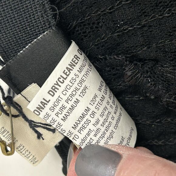 Vtg  DNKY Black Sequined Pants Stretch Size S Pull-On Party NYE Made In USA NWT - Picture 10 of 10